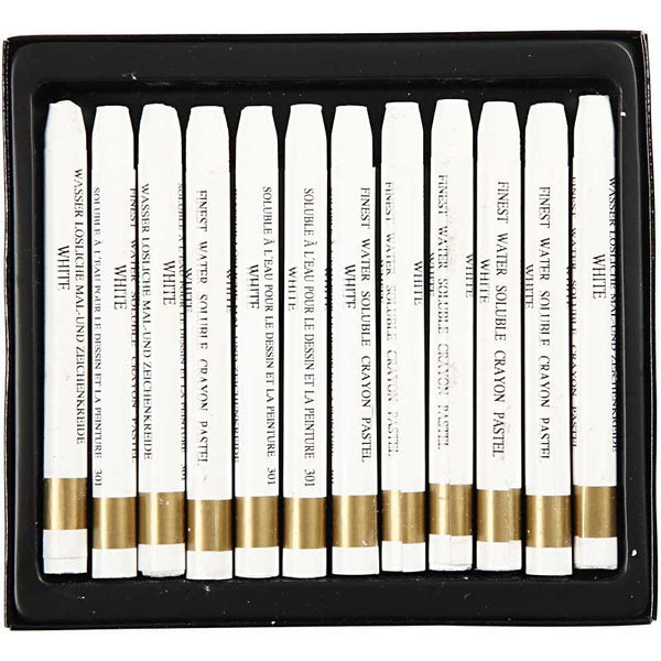 Gallery Akvarel, L: 9,3 cm, tykkelse 8 mm, hvid (301), 12 stk./ 1 pk.