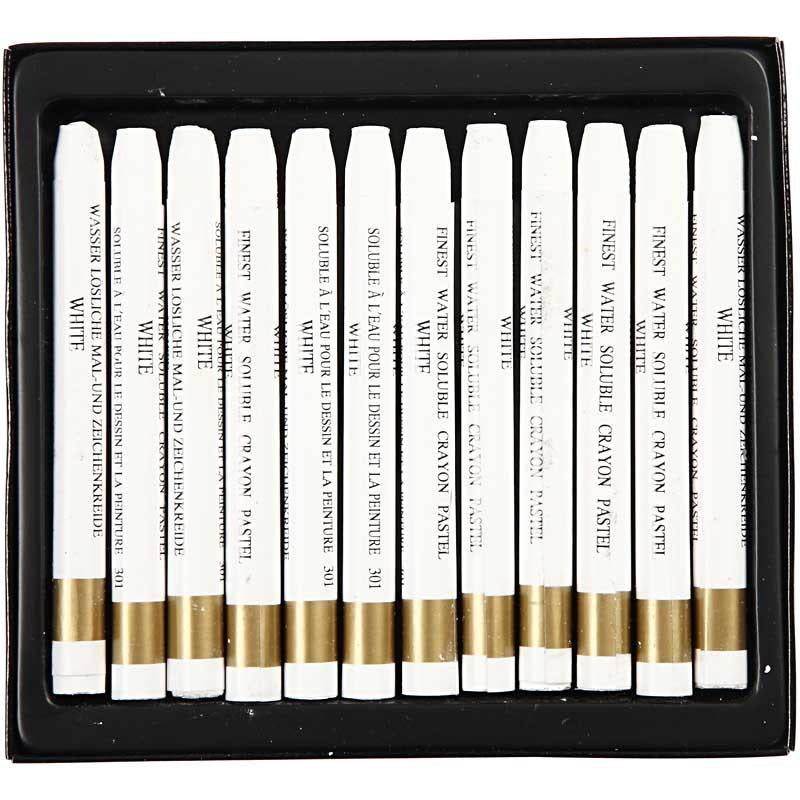 Gallery Akvarel, L: 9,3 cm, tykkelse 8 mm, hvid (301), 12 stk./ 1 pk.
