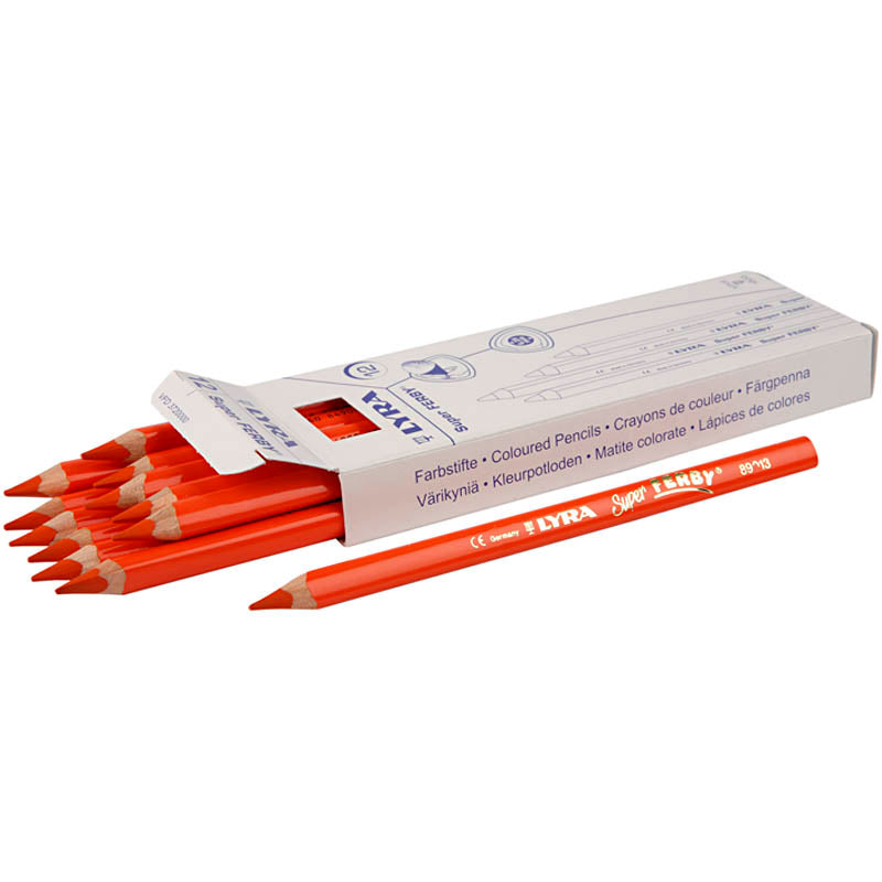 Super Ferby 1 farveblyanter, L: 18 cm, mine 6,25 mm, orange, 12 stk./ 1 pk.