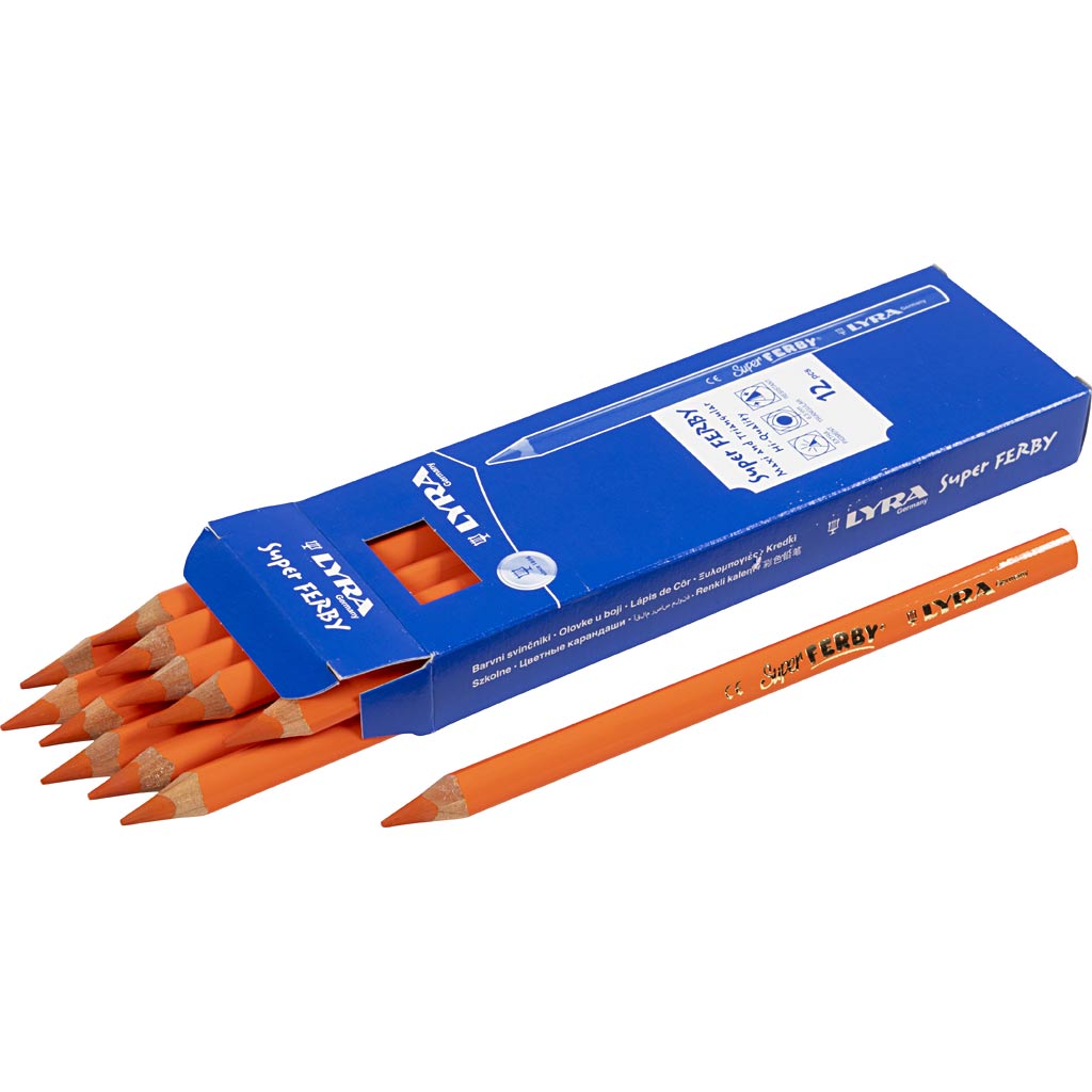 Super Ferby 1 farveblyanter, L: 18 cm, mine 6,25 mm, orange, 12 stk./ 1 pk.