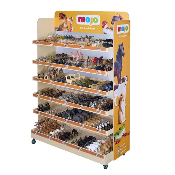 73 Cm Gulv Display I Træ Med Hylder Og Hjul – Mojo