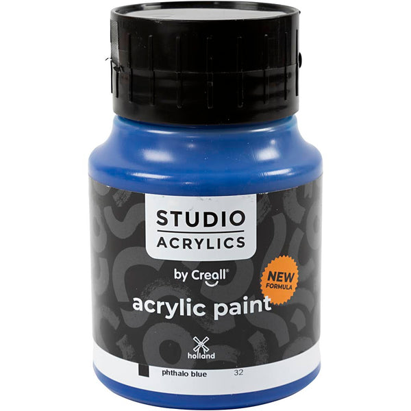 Creall Studio Akrylmaling, dækkende, phtalo blue (32), 500 ml/ 1 fl.