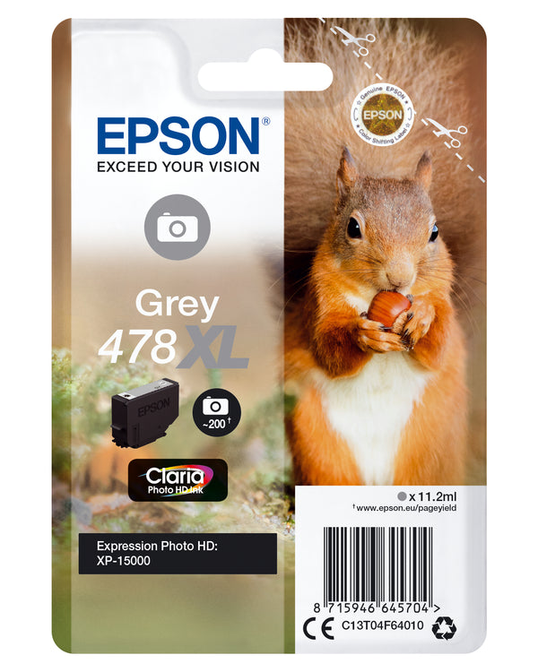 Epson 478XL Grå 200 sider Blæk C13T04F64010