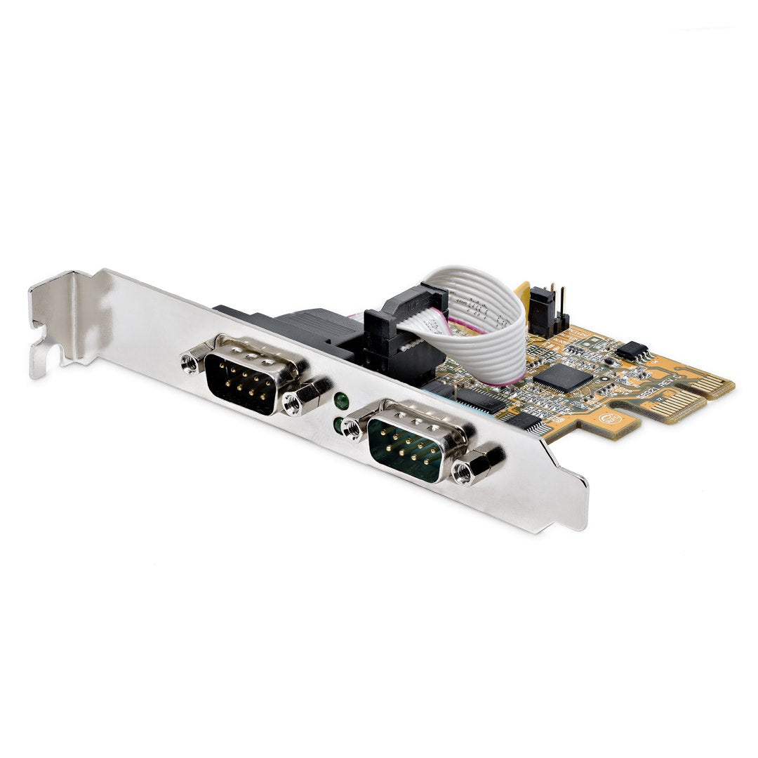 StarTech.com 2-Port PCI Express Serial Card, Dual Port PCIe to RS232 (DB9) Serial Interface Card, 16C1050 UART, Standard or Low Profile Brackets, COM Retention, For Windows & Linux - PCIe to Dual DB9 Card (21050-PC-SERIAL-LP) Seriel adapter PCI Express 2.