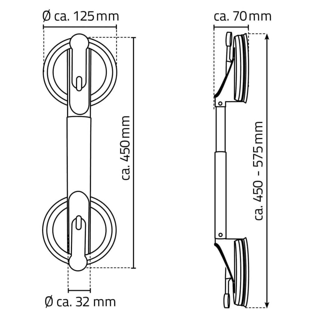 Ridder Teleskopisk Håndgreb Med Sugekopper 12 Cm 50 Kg A0150301