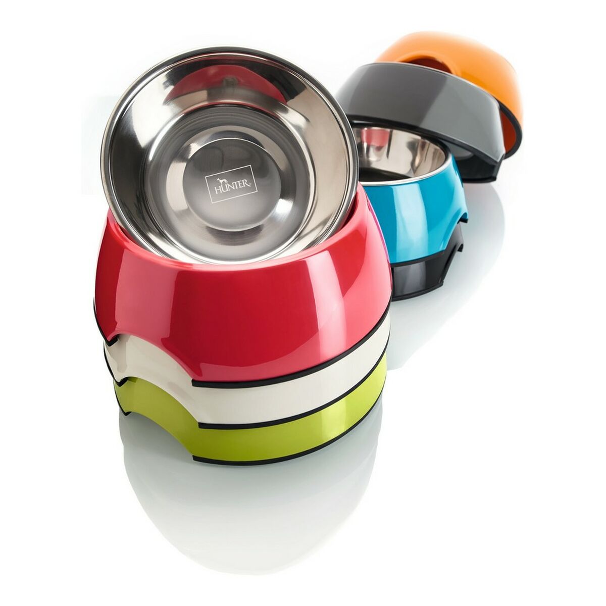 Hund Feeder Hunter Melamin Rustfrit stål Hvid 350 ml (18,5 x 18,5 x 9,5 cm)