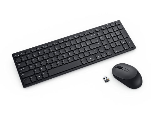 Dell Silent Keyboard and Mouse KM555 Sæt med mus og tastatur Pressestempel Trådløs