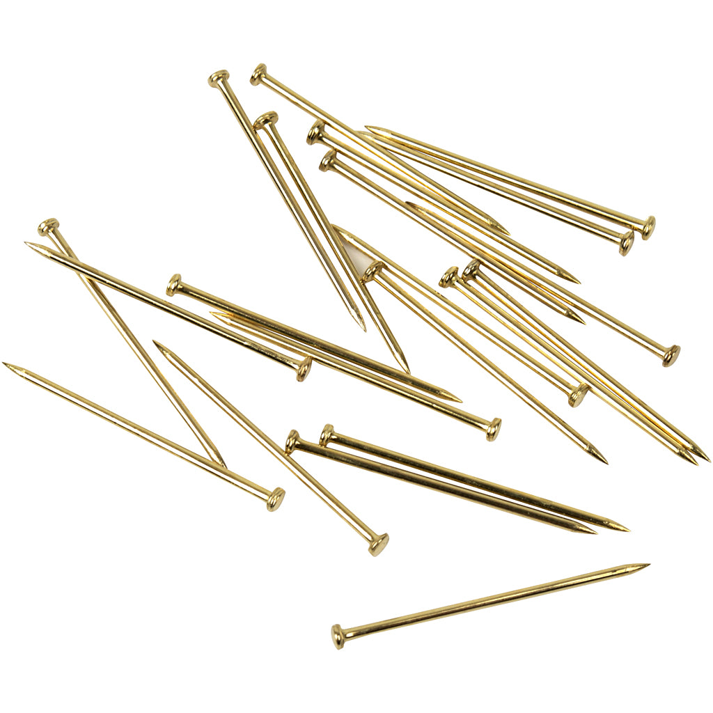 Knappenåle, L: 16 mm, tykkelse 0,65 mm, guld, 35 g/ 1 pk.