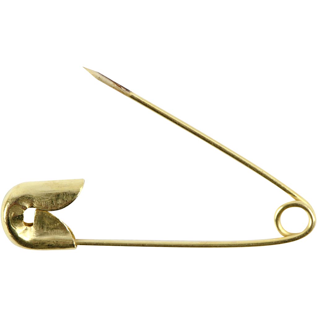 Sikkerhedsnåle, L: 22 mm, tykkelse 0,6 mm, guld, 100 stk./ 1 pk.