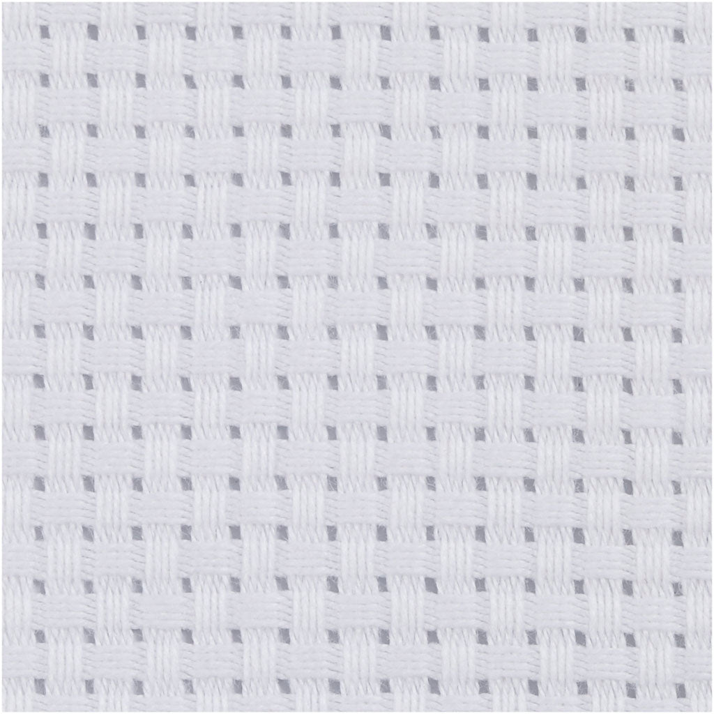 Aidastof, str. 50x50 cm, 35 tern pr. 10 cm, hvid, 1 stk.
