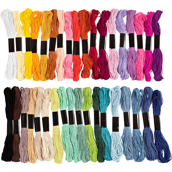 Broderigarn, tykkelse 1 mm, ass. farver, 42x8 m/ 1 pk.