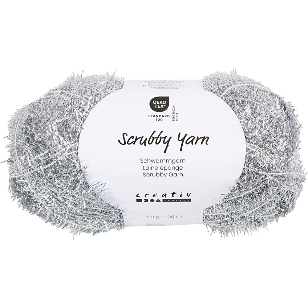 Scrubby Garn, L: 90 M, sølv, 50 g/ 1 ngl.