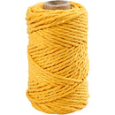 Macramé reb, L: 55 M, diam. 4 mm, gul, 330 g/ 1 rl.