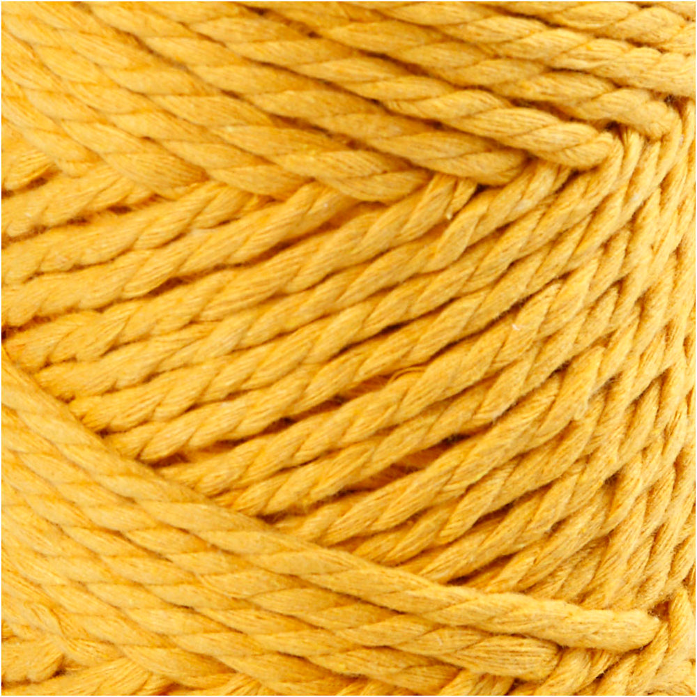 Macramé reb, L: 55 M, diam. 4 mm, gul, 330 g/ 1 rl.