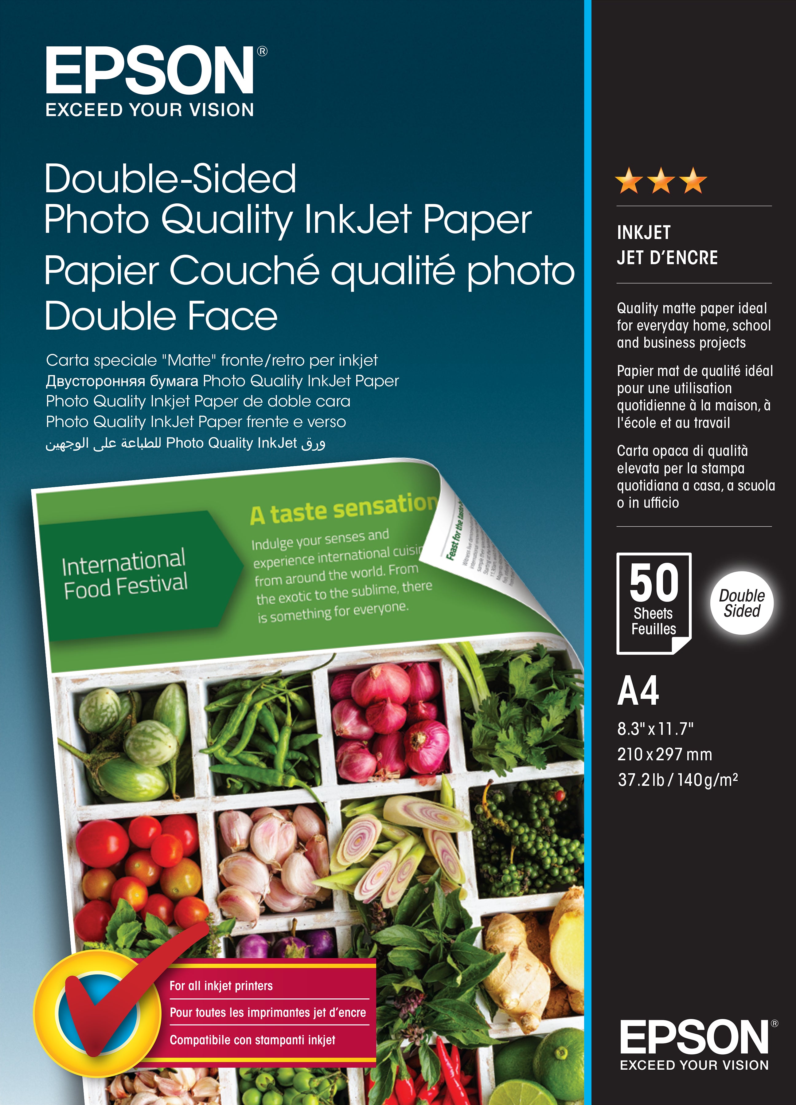 Epson Double-Sided Photo Quality Inkjet Paper Fotopapir A4 (210 x 297 mm) 50ark C13S400059