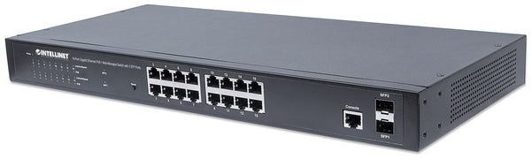 Intellinet     Web-Managed  2 SFP Ports, 16 x  ports, IEEE 802.3at/af Power over  ( / ), 2 x SFP, Endspan, 19 Rackmount Switch 16-porte Gigabit  PoE+
