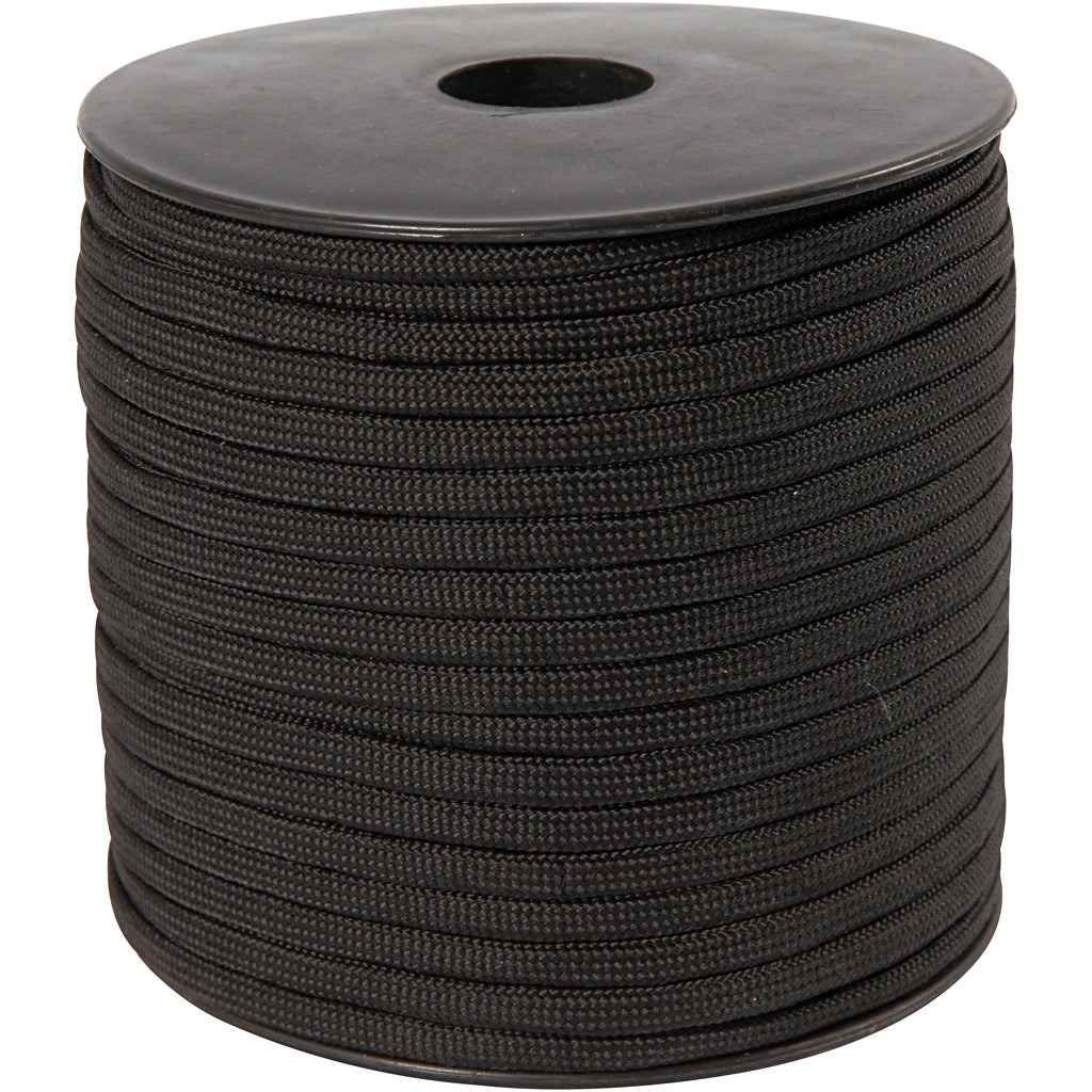 Imiteret Faldskærmsline, B: 5 mm, sort, 50 m/ 1 rl.