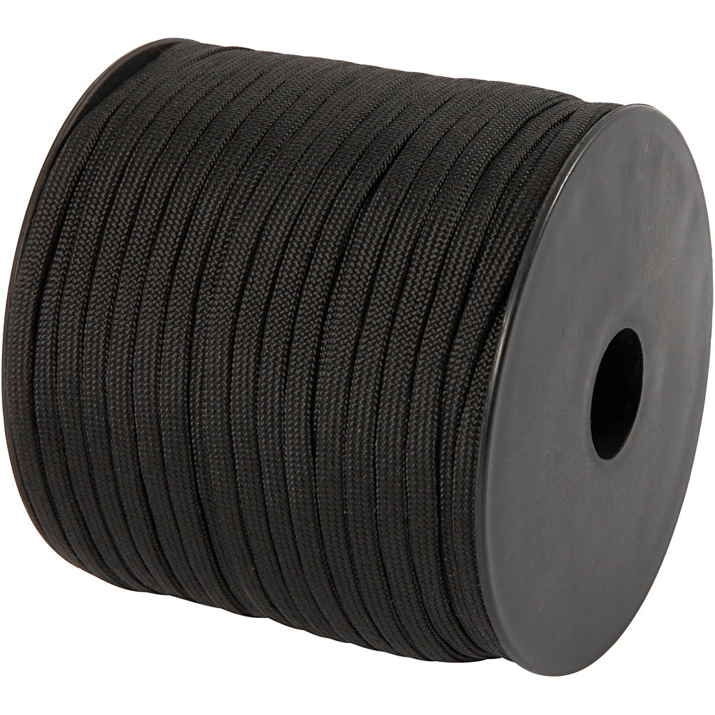Imiteret Faldskærmsline, B: 5 mm, sort, 50 m/ 1 rl.