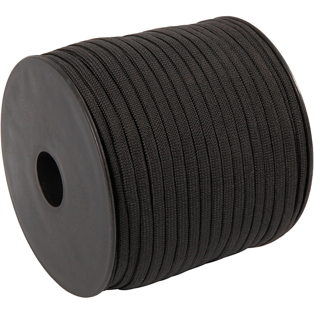 Imiteret Faldskærmsline, B: 5 mm, sort, 50 m/ 1 rl.