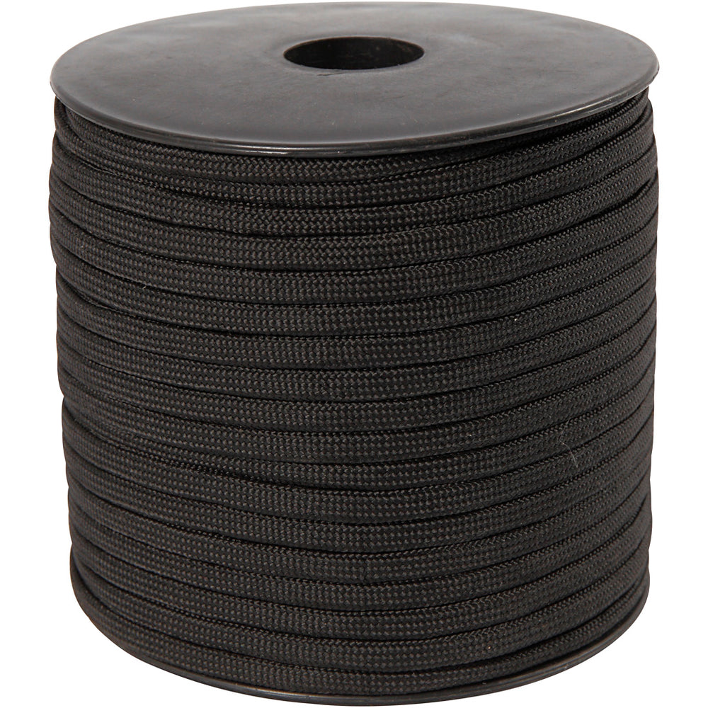 Imiteret Faldskærmsline, B: 5 mm, sort, 50 m/ 1 rl.