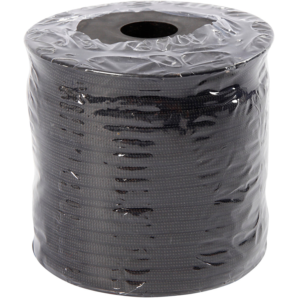 Imiteret Faldskærmsline, B: 5 mm, sort, 50 m/ 1 rl.