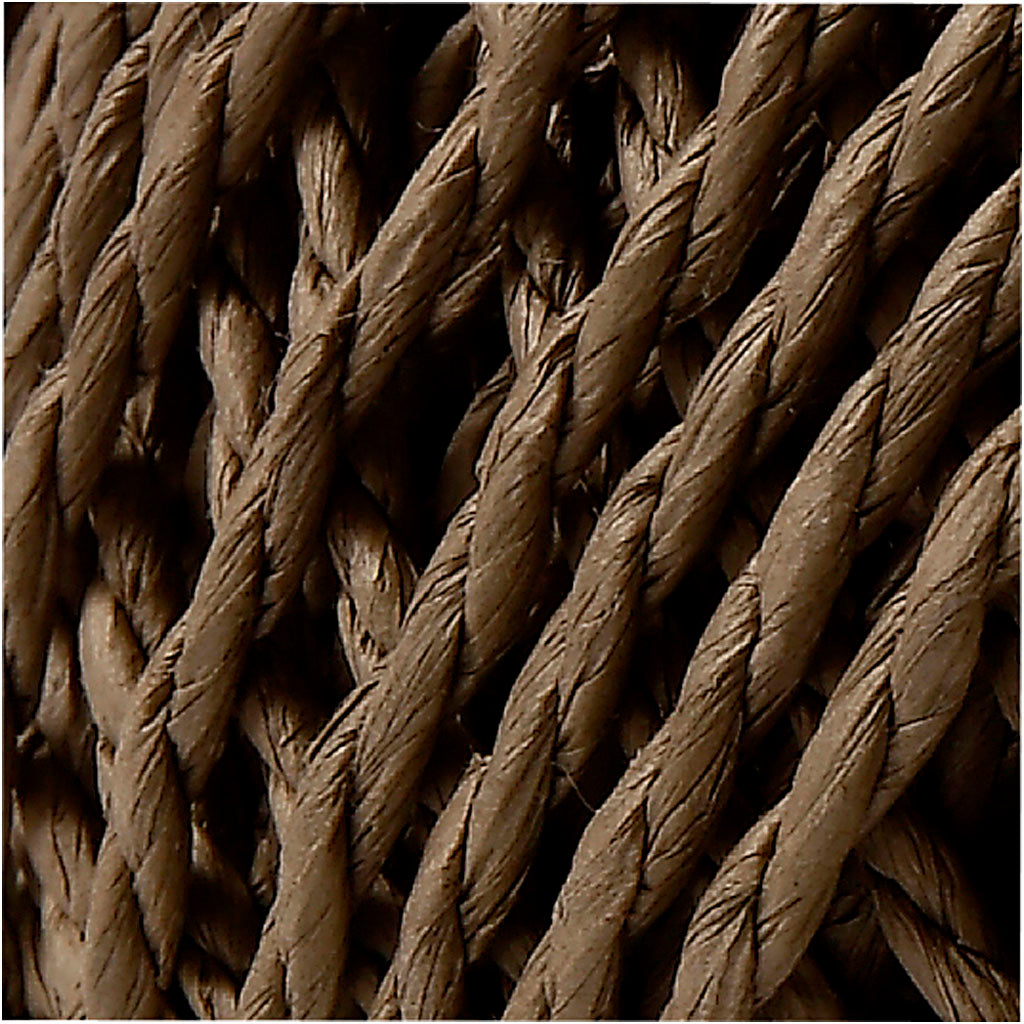 Papirgarn, tykkelse 2,5-3 mm, mørk brun, 150 g, 40 m/ 1 ngl.