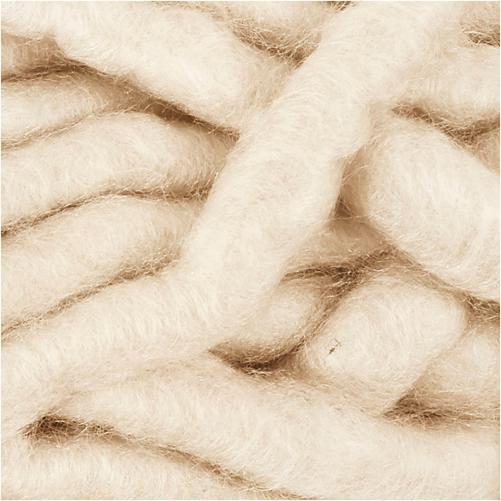 XL Kæmpegarn af Polyacryl, L: 17 M, str. manga, råhvid, 200 g/ 1 ngl.