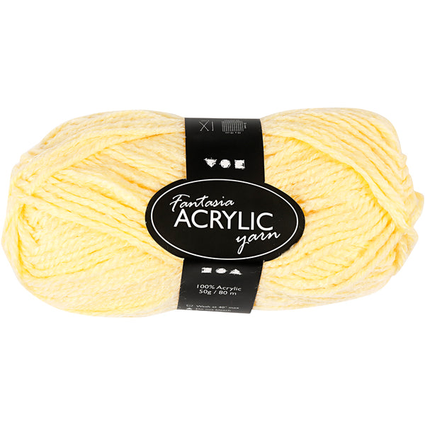 Fantasia Polyacrylgarn, L: 80 M, lys gul, 50 g/ 1 ngl.