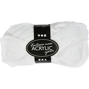 Fantasia Polyacrylgarn, L: 35 M, Maxi, hvid, 50 g/ 1 ngl.
