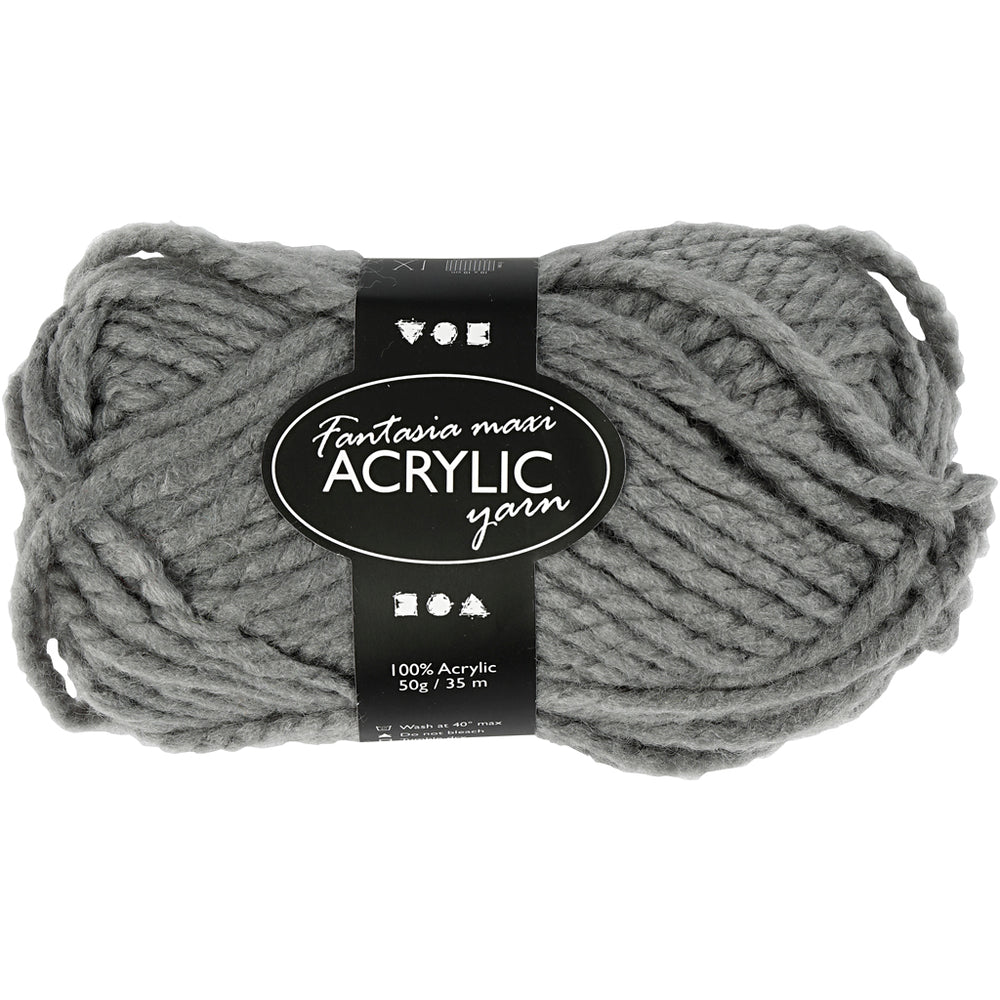 Fantasia Polyacrylgarn - Grå Maxi, 50g, 35m