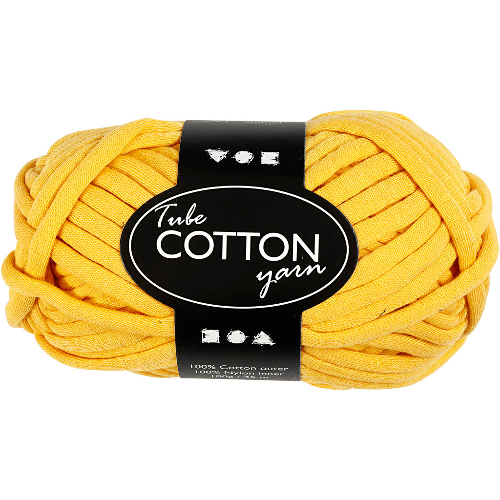 Tubegarn, L: 45 M, gul, 100 g/ 1 ngl.