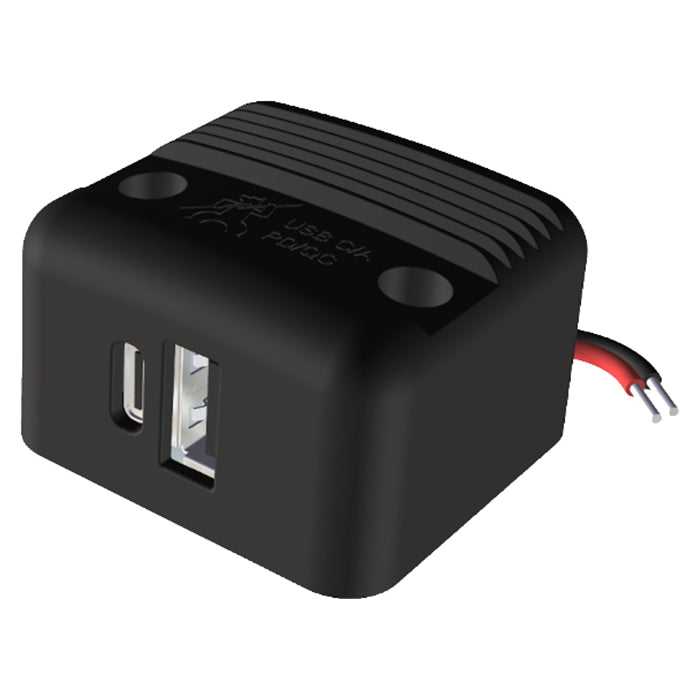 Dobbelt USB-C/A stik til påbygning 12/24V