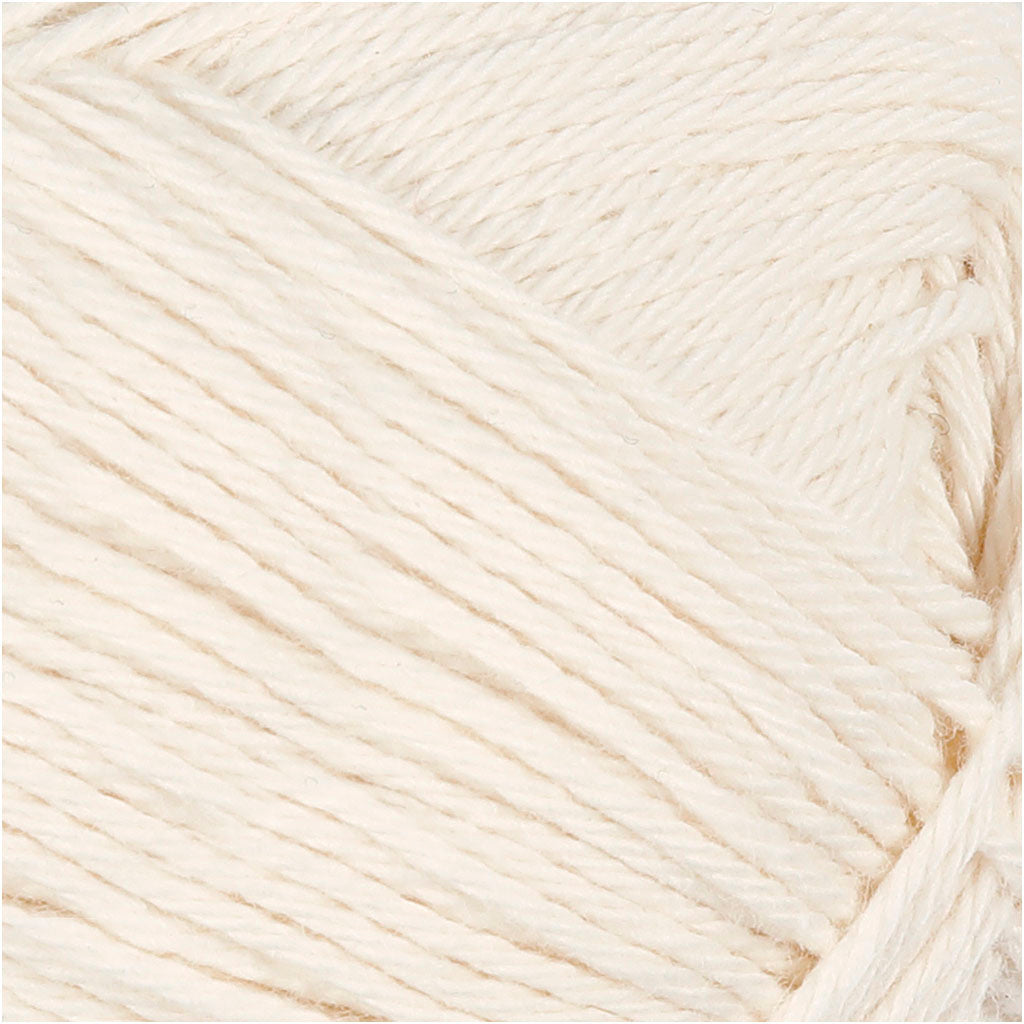 Bomuldsgarn, nr. 8/4, L: 170 m, pind 3-3,5, råhvid, 50 g/ 1 ngl.