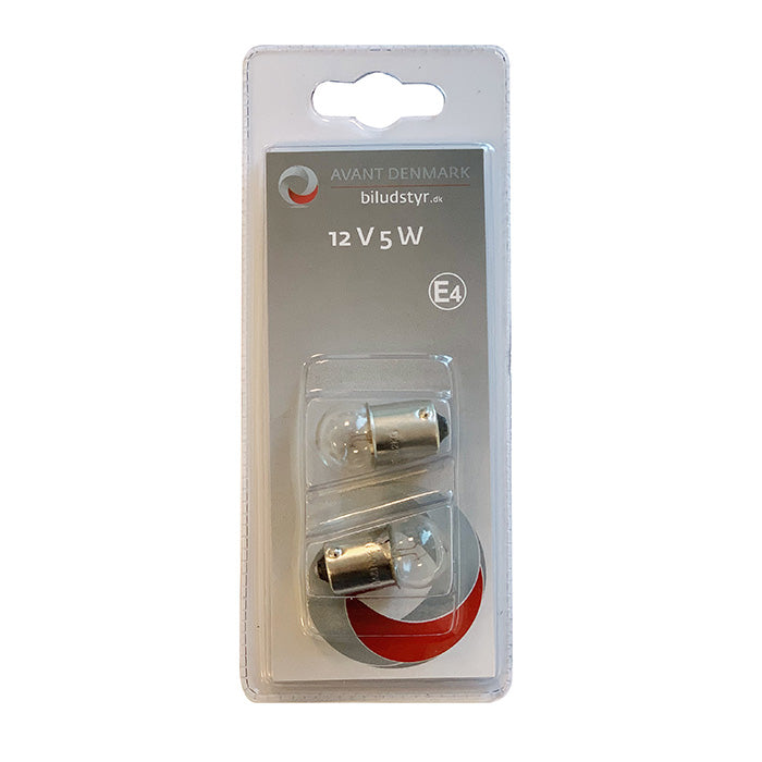 12V 5W BA15S pære til bil parkeringslys, 2 stk. Avant