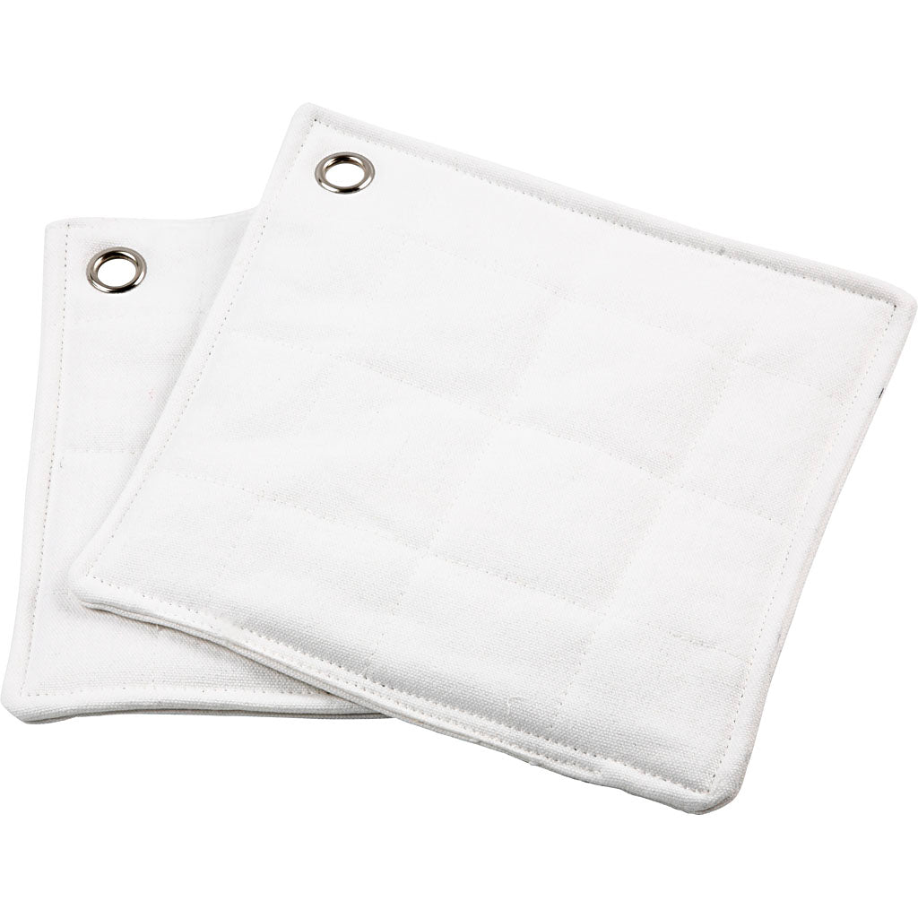 Grydelapper, str. 22x22 cm, 265 g, hvid, 2 stk./ 1 pk.