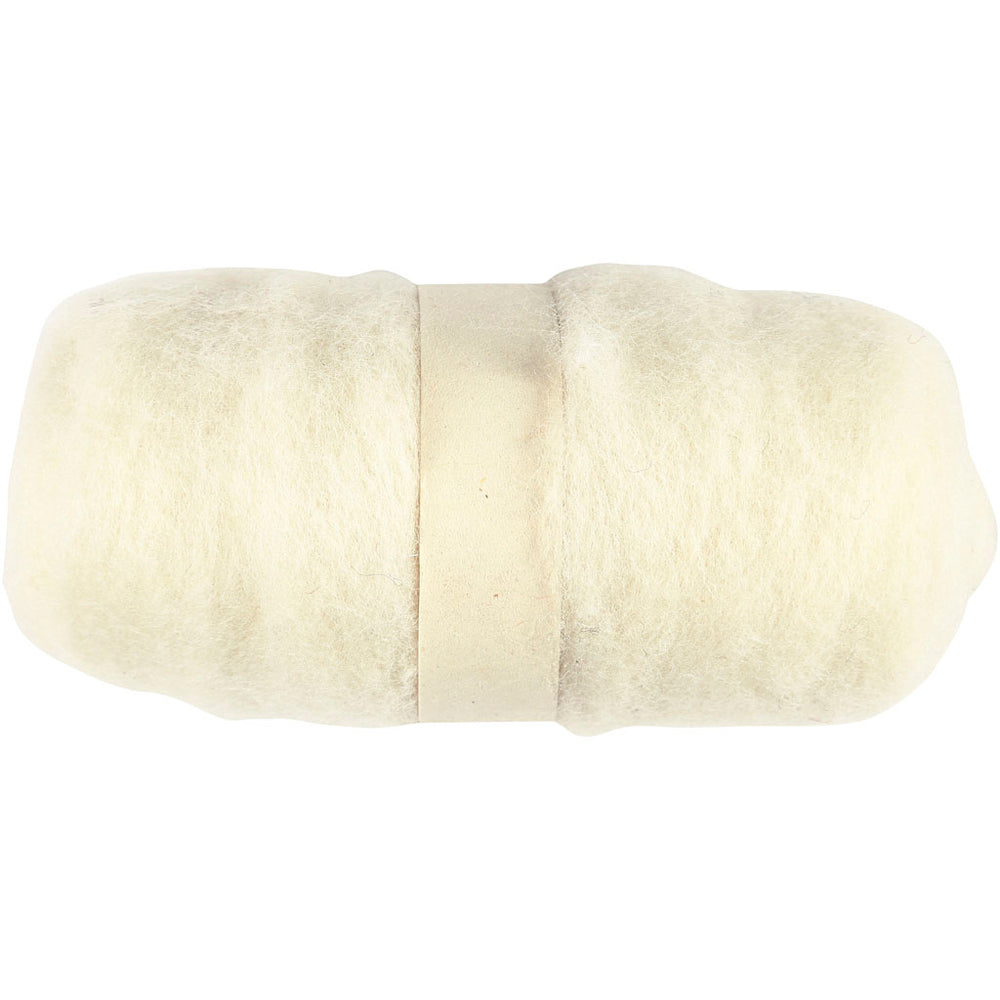 Kartet Uld, hvid, 100 g/ 1 bdt.