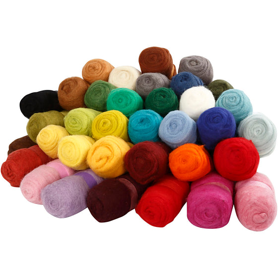 Kartet Uld, ass. farver, 35x100 g/ 1 pk.