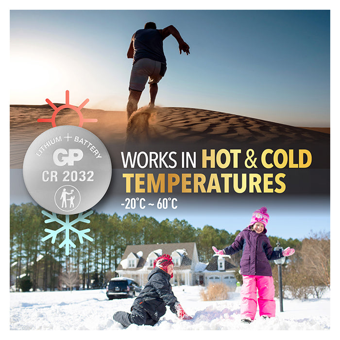 GP knapcelle, Lithium, CR2032, 2-pak