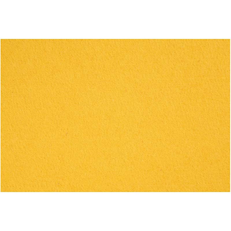 Hobbyfilt, ark 42x60 cm, tykkelse 3 mm, gul, 1 ark