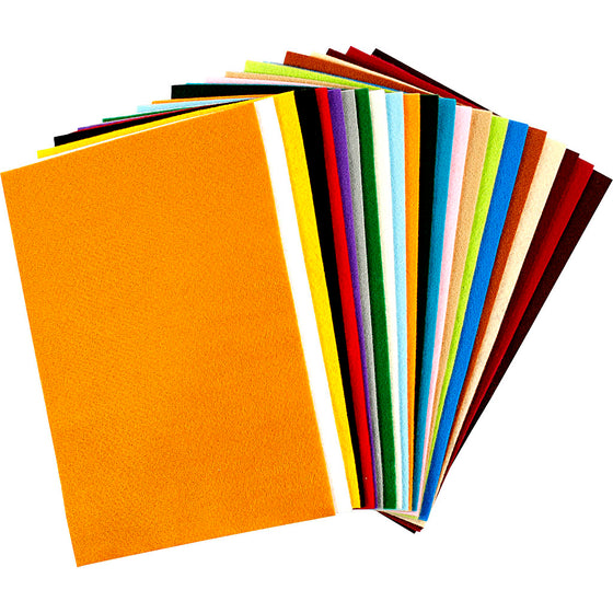 Hobbyfilt, ark 20x30 cm, tykkelse 1,5-2 mm, 180-200 g, ass. farver, 24 ass. ark/ 1 pk.