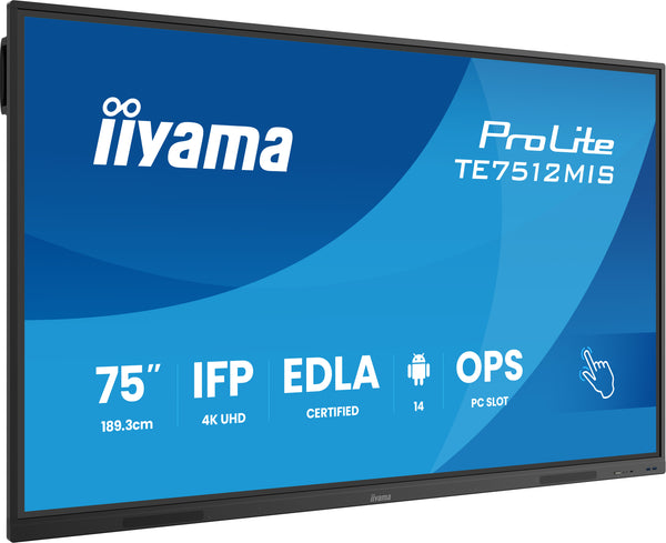 75iWIDE IFP 40-Points Bonded PureTouch IR Screen 3840 x 2160 4K UHD VA panel LED Bl. Full Metal Housing Fan-less Speakers Multiple In-/Outputs (VGA HDMI-in(2x v