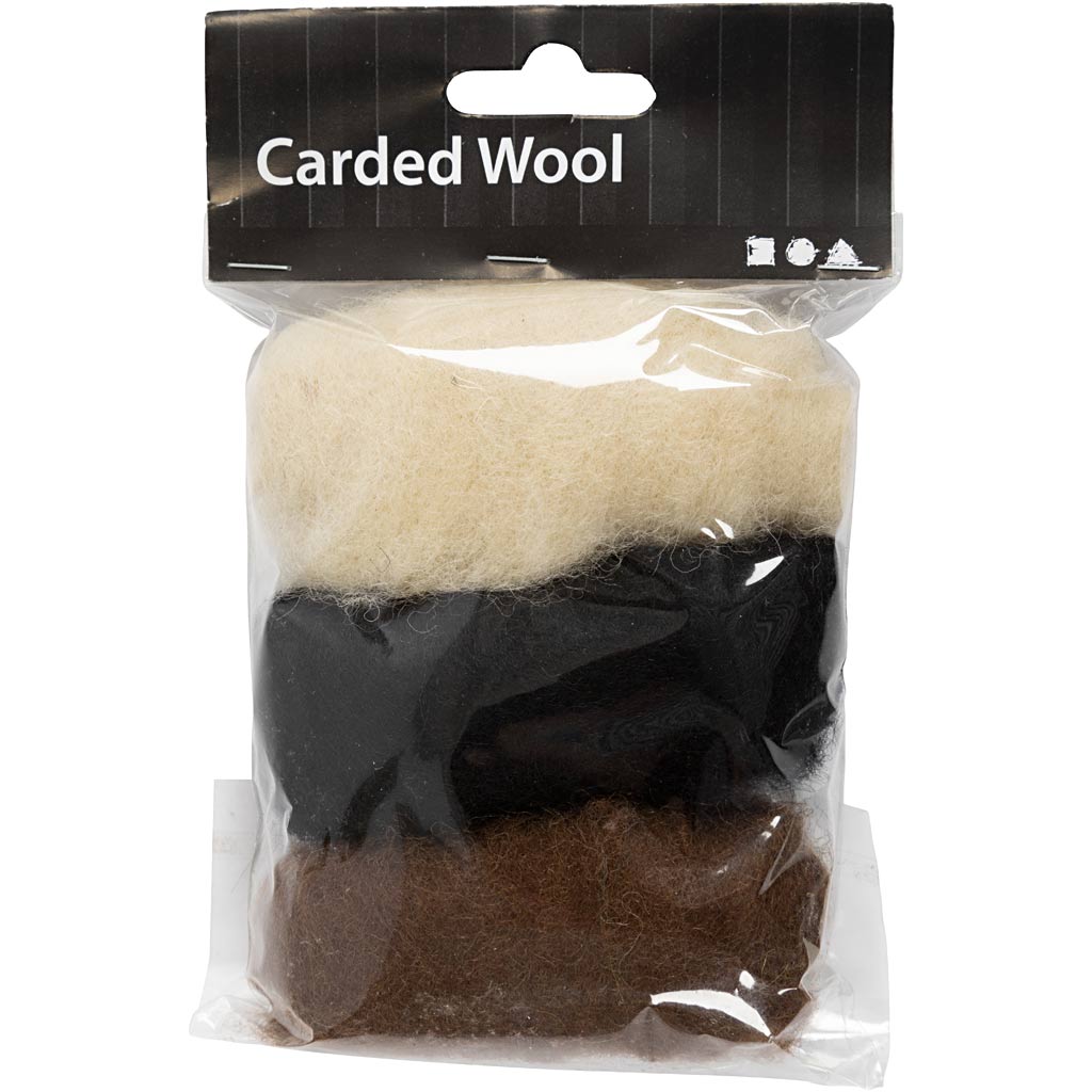 Kartet Uld, ass. farver, 3x10 g/ 1 pk.