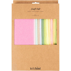 Hobbyfilt, A4, ark 210x297 mm, tykkelse 2 mm, pastelfarver, 10 stk./ 1 pk.