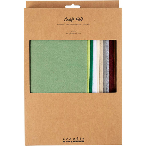 Hobbyfilt, A4, ark 210x297 mm, tykkelse 2 mm, natur, 10 ark/ 1 pk.