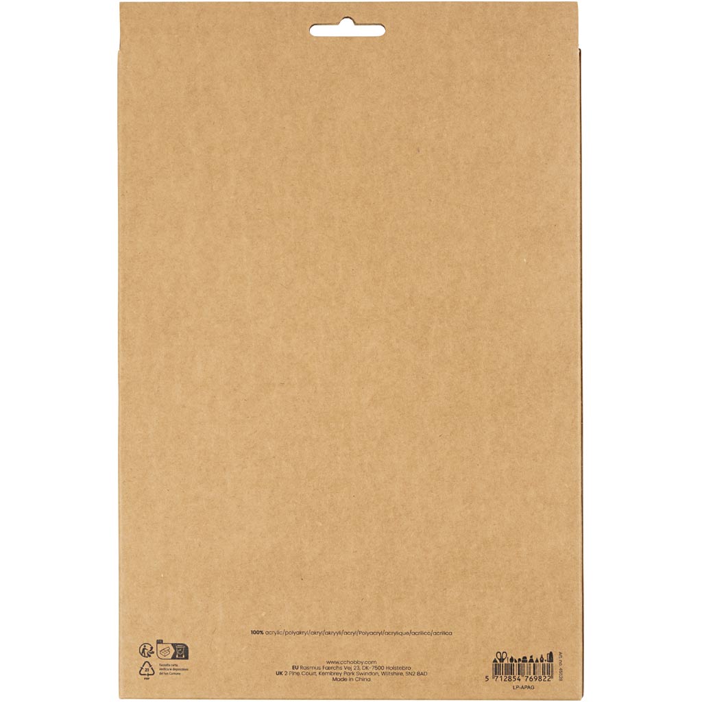 Hobbyfilt, A4, ark 210x297 mm, tykkelse 2 mm, natur, 10 ark/ 1 pk.