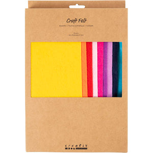 Hobbyfilt, A4, ark 210x297 mm, tykkelse 2 mm, colorful, 10 stk./ 1 pk.