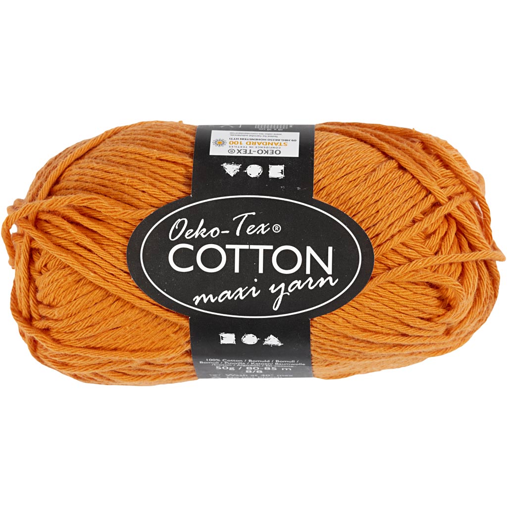 Kvalitets Bomuldsgarn 8/8 - Orange, 50g, 80-85m