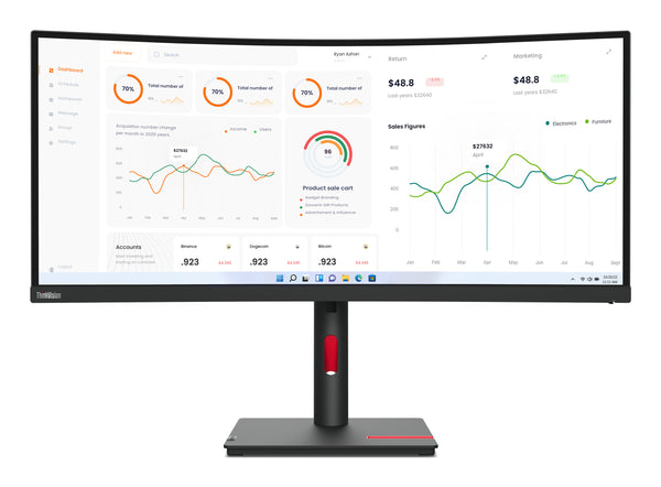 Lenovo ThinkVision T34w-30 34 3440 x 1440 (UltraWide) HDMI DisplayPort USB-C  Dockingskærm