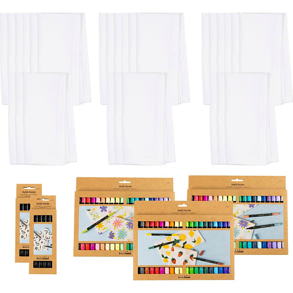 Gruppe DIY Kit Mal din egen stofserviet, str. 42x42 cm, streg 2,3+3,6 mm, ass. farver, 60 stk./ 1 pk.