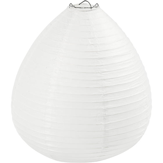 Rispapirlampe, Dråbe, H: 27 cm, diam. 25 cm, hvid, 1 stk.